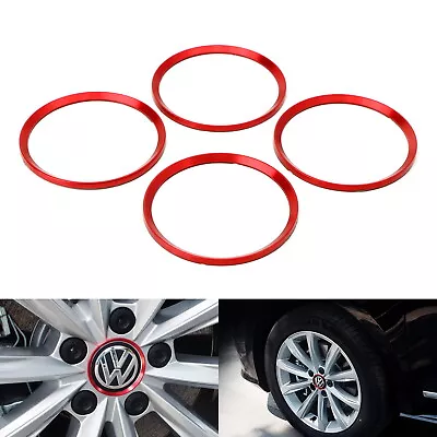 Red Aluminum Wheel Center Cap Surrounding Ring Decoration Trims For Volkswagen • $17.99