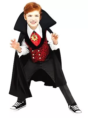 Boys Vampire Shirt With Light Up Medallion & Cape Halloween Costume • $24.99