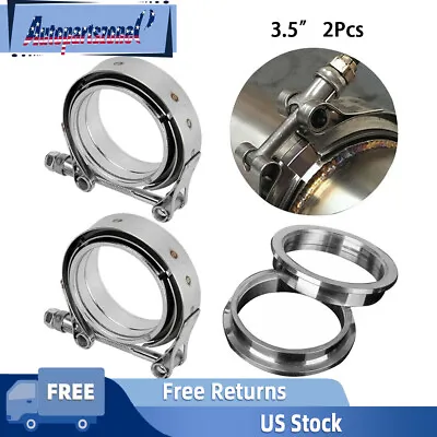 $28.87 • Buy 2PCS 3.5'' Inch Stainless Steel V-Band Clamp Kit Male/Female Turbo Exhaust Vband