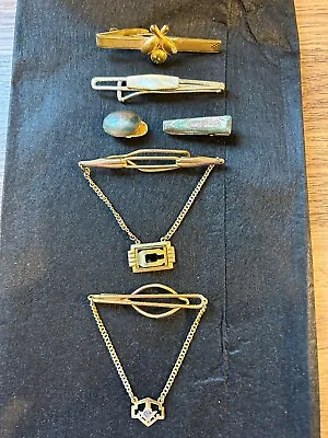 Vintage Tie Clip Lot Of 6 Masonic Bowling Mother Of Pearl Gold & Silver Tone • $13.90