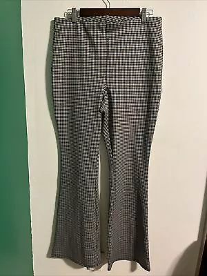 H&M Pants Houndstooth Pull On Flare Leg High Rise Dress Pants Women’s Large L • $19.99
