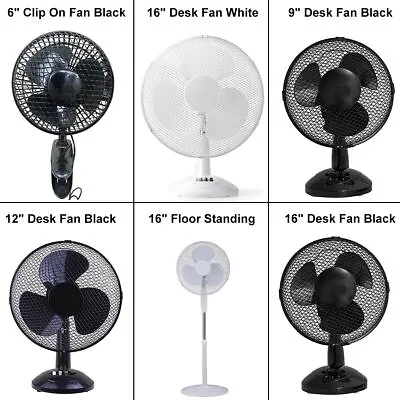£14.99 • Buy 6'' 9'' 12'' 16'' Desk Fan Oscillating Home Office Cooling Cooler Electric Quiet