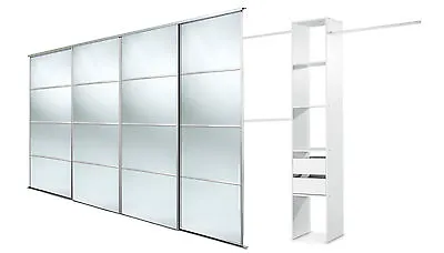  Mirror Doors+storage 4 X 30'' 4 Pane Silver Frame. Up To 2997mm(9ft 10ins)wide • £549.99