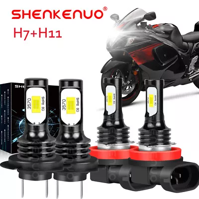 H7 H11 LED Headlight Bulbs 2PC 6000K For Suzuki Hayabusa GSX1300R 2008-2017 2019 • $24.08