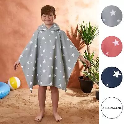 Dreamscene Star Kids Hooded Poncho Towel Childrens Beach Swimming Changing Robe • £9.49