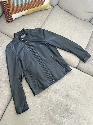 Vince Black Lamb Leather Motorcycle Jacket - Mens Medium • $119