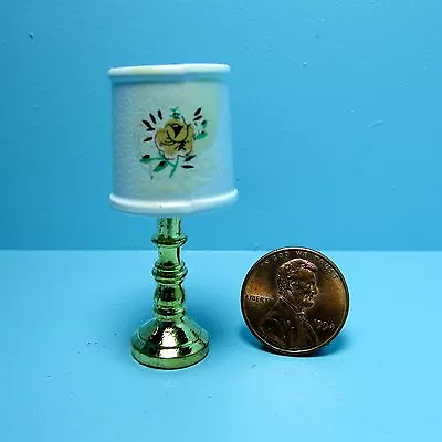 Dollhouse Miniature Metal Table Lamp With Floral Decal Shade G8291 • $2.96