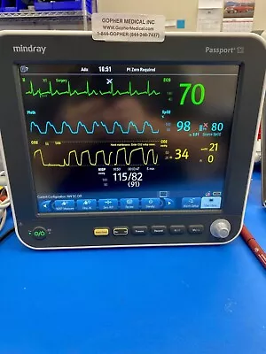 Mindray Passport 12 W/ AG Module (5 Agent) - Masimo Spo2 + ECG + NIBP + PRINTER • $6381