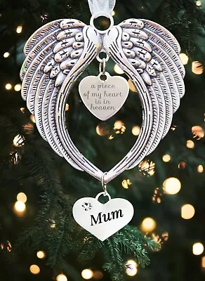 £3.39 • Buy Angel Wings Pendant Memorial Christmas Gift Tree Decoration Mum Dad Grandad Nan