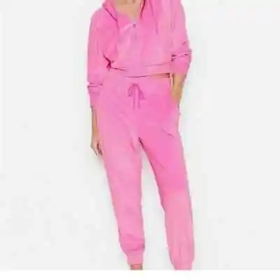 Victoria’s Secret Electric Pink X-LARGE Velour Lounge Full Zip / Jogger Set  VS • $99