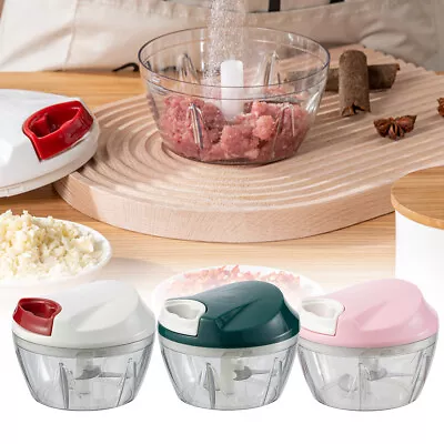 Manual Food Chopper Pull Cord Vegetable Slicer Hand Blender Cutter Tool Kitchen • £6.39