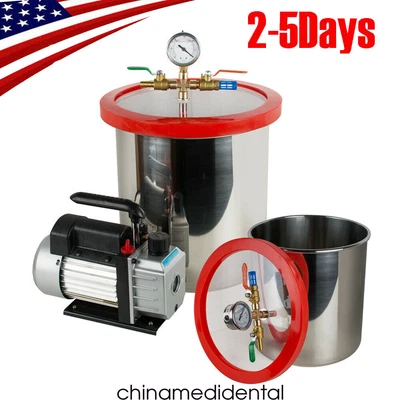 $119 • Buy 5 Gallon Stainless Steel Vacuum Degassing Chamber Silicone Kit + 3 CFM Pump Hose