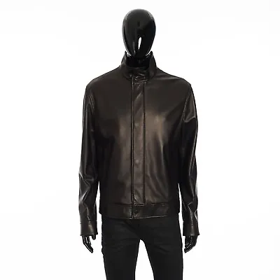 FENDI 5600$ Black Leather Biker Jacket - Embossed Logo • $2446.50