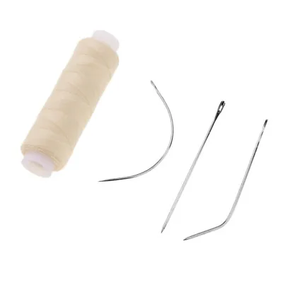 Hair Weft Wigs Toupee Sewing Thread W/ 3pcs Needles Pins For Hair Extension • £3.95