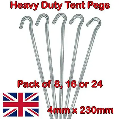 £2.99 • Buy 8/16/24 Heavy Duty Galvanised Steel Tent Pegs Metal Camping Ground Sheet