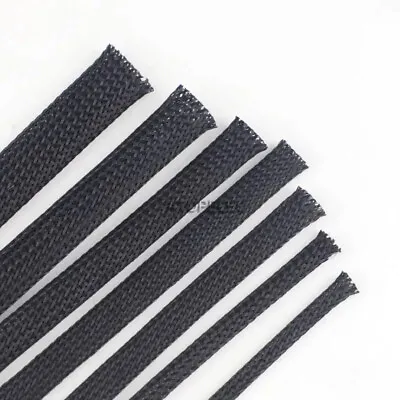 5M Braided PET Expandable Sleeving Cable Wire Sheath Mesh Loom 1-30mm Wide Black • $2.25