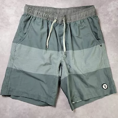 Vuori Kore Board Shorts Mens Size X-Large (28-32) Striped Green Swim Beach Gray • $19.99