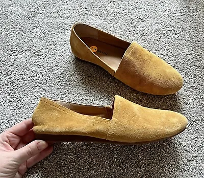 Lucky Brand Addly Slip-On Size 9 Flats Loafers Mustard Yellow Suede Leather • $12.99