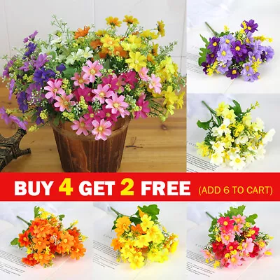 28 Heads Silk Artificial Fake Flowers Daisy Bunch Bouquet Home Wedding Decor • £2.63