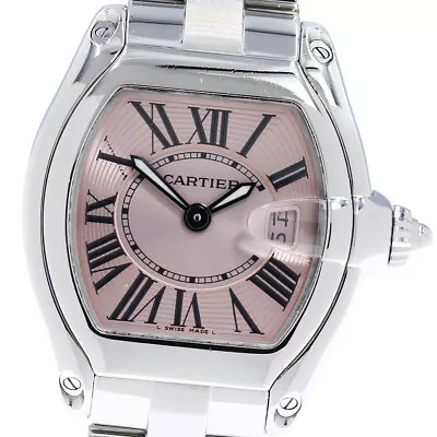 CARTIER Roadster SM W62017V3 Date Pink Dial Quartz Ladies Watch_804059 • $2178.63