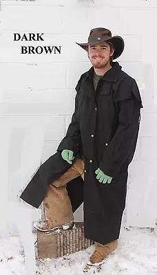 Oilskin Egyptian Cotton Duster Riding Jacket Waterproof Windproof - Brown -black • $80