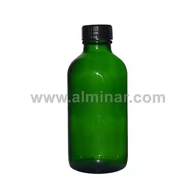 Boston Round 4 Oz Green Glass Bottles With Poly Cone Lined Black Caps • $5.99