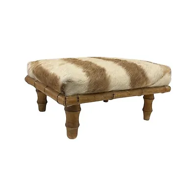 Antique Bamboo And Zebra Hide Footstool • $435