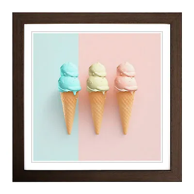 Ice Cream Minimalism Wall Art Print Framed Canvas Picture Poster Decor • £34.95