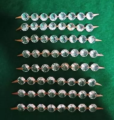 (8) Vintage Crystal Chandelier Prisms Drops Lamp Sconce Salvage Parts 7.25  Long • $12.98