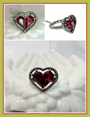 $55 • Buy Brighton ONE LOVE Swarovski Crystals Red Garnet Heart Ring Size 7  J62583 NWT