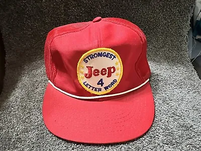 Vintage JEEP STRONGEST 4 LETTER WORD Snapback Mesh Trucker Hat 1970s By YA RARE! • $44.99