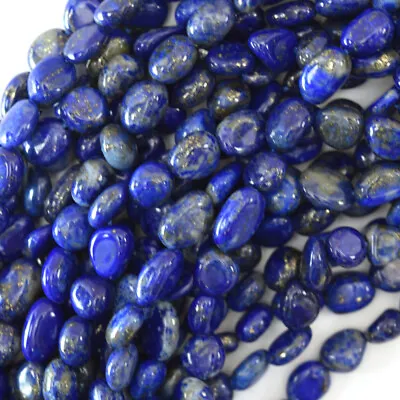 6mm - 8mm Natural Blue Lapis Lazuli Pebble Nugget Beads 15.5  Strand • $5.99