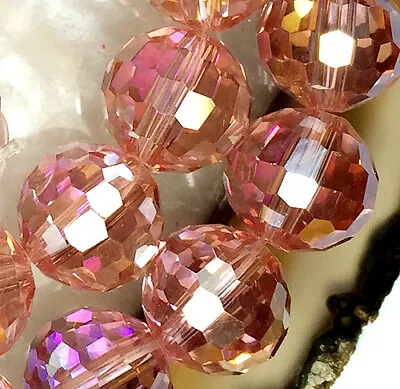 10mm Faceted AB Pink Crystal Quartz Round Loose Beads 14  • $6.50