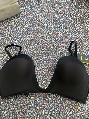 Wonderbra Ultimate Plunge Push Up Black Bra UK 34DD New With Tags • £25.20