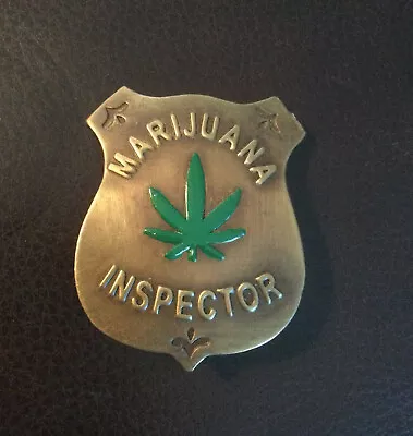 Marijuana Inspector Badge Shield Vintage Look 2 1/2” X 2 1/2” Brass • $8.99