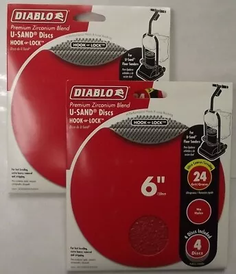 Diablo DCD060024H04W 2-4 Pack's U-Sand Hook & Lock 6  24 Grit Sanding Discs • $4.50