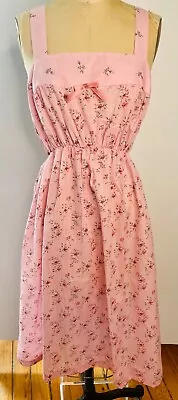 Vtg 70's Philmaid Pink Cotton Floral Prarie Cottagecore Boho Shift Gown Dress*s • $42.99