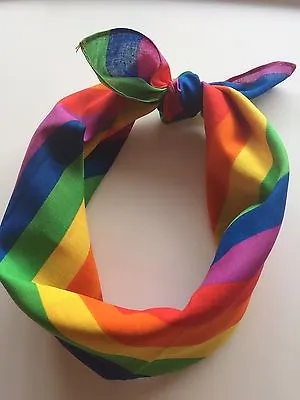 Women Men Girl Cotton Rainbow Colorful Stripe Bandana Hair Headband Wrap Scarf • $7.50