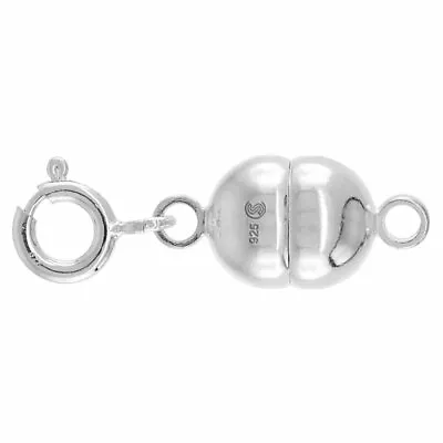 Sterling Silver 9mm Magnetic Clasp Converter For Necklaces Italy Extra Large • $22.71