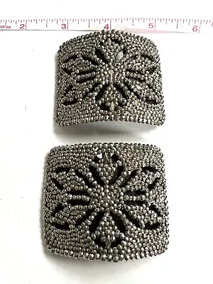 Antique Pair Of Victorian Cut Steel FRENCH Shoe Buckles  VTG Ornate • $35