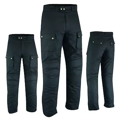 Warrior Classic Motorcycle Waxed Cotton 12OZ Waterproof CE Armour Bikers Trouser • £99.99