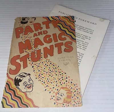 C1936 Party And Magic Stunts Tricks Book Kolar Bunting Chicago Illustrations • $24.89