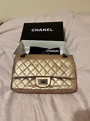 Chanel 2.55 Reissue Distressed Calfskin 225 Flap Bag Gold Hardware • £1999