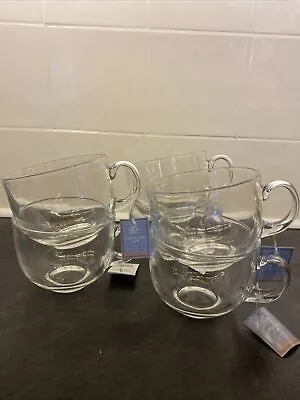 Large Sturdy Clear Glass Tea Coffee Cappuccino Cups  X 6 NEW 350ml Each • £30