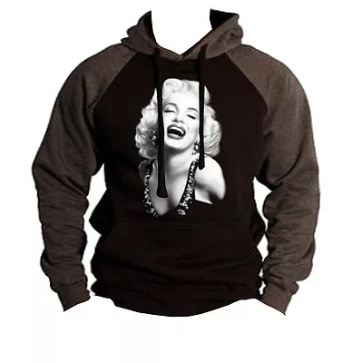 Men's Marilyn Monroe Face Raglan Black Hoodie Sexy Hollywood Star Love Movies • $24.99