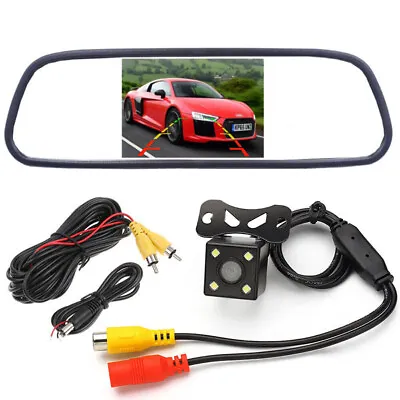 HD Night Vision Car Rear View Parking Backup Camera Kit 4.3  LCD Mirror Monitor • $27.99