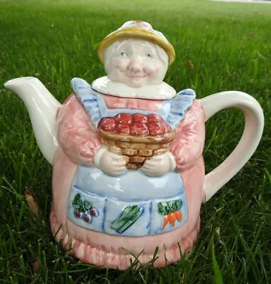 Vintage Otagiri Mary Ann Baker Desgin Grandma Gardener Teapot 7  Tall  • $29.95