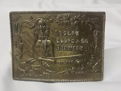 Vtg Bronze Adolph Coors & Co Brewery Golden Colorado Belt Buckle Native American • $10