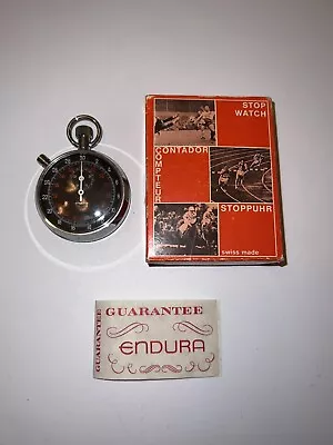 Vintage Endura Manual Stopwatch 53mm Swiss W/ Box And Card 1950s Excellent • $129.95