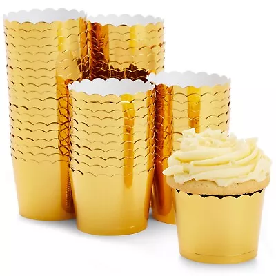 60 Pack Gold Cupcake Liners - Mini Paper Scalloped Baking Cups 1.96 X 1.8  • $13.49